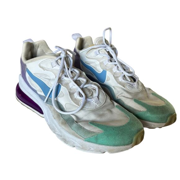 Nike Womens Sz 9 Air Max 270 React Gradient Shift Sneakers White Purple Blue - Picture 1 of 7